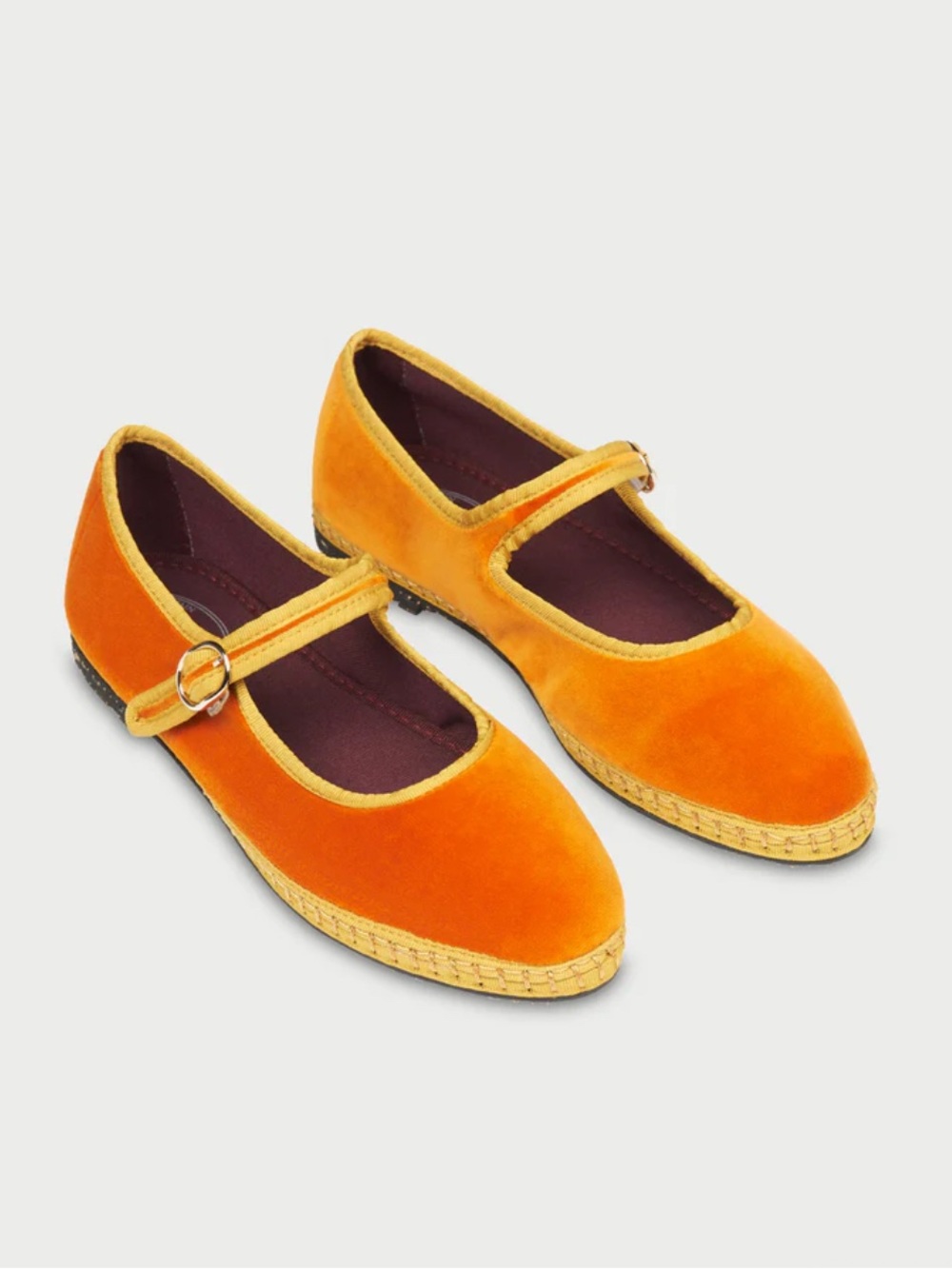 Women’s Orange Velvet Mary Jane Flats